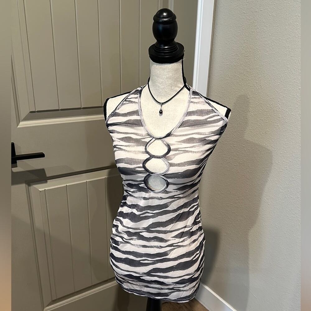 PRETTY LITTLE THING Zebra Sheer Bodycon Dress 6
